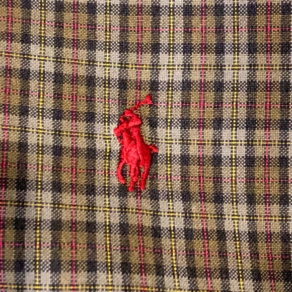 RALPH LAUREN Long Sleeve Olive Green Plaid Button Down Dress Shirt Sz Large - Picture 10 of 12